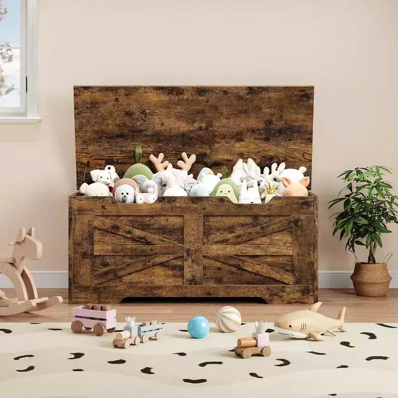 Banc de rangement décoratif Acekool, coffre d'entrée double usage avec charnière de sécurité
