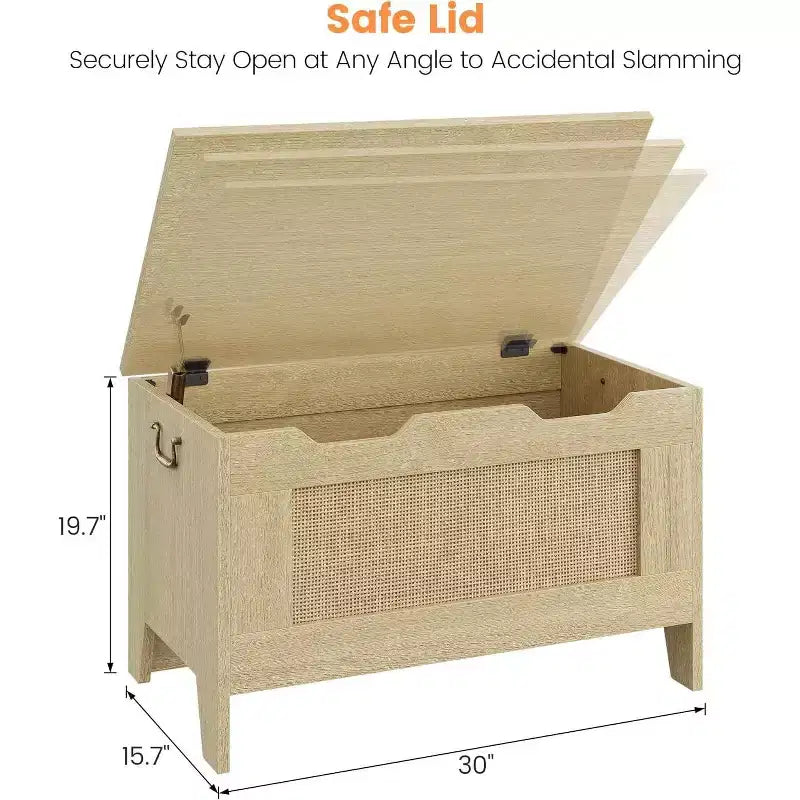 Banc de rangement décoratif Acekool, coffre d'entrée double usage avec charnière de sécurité