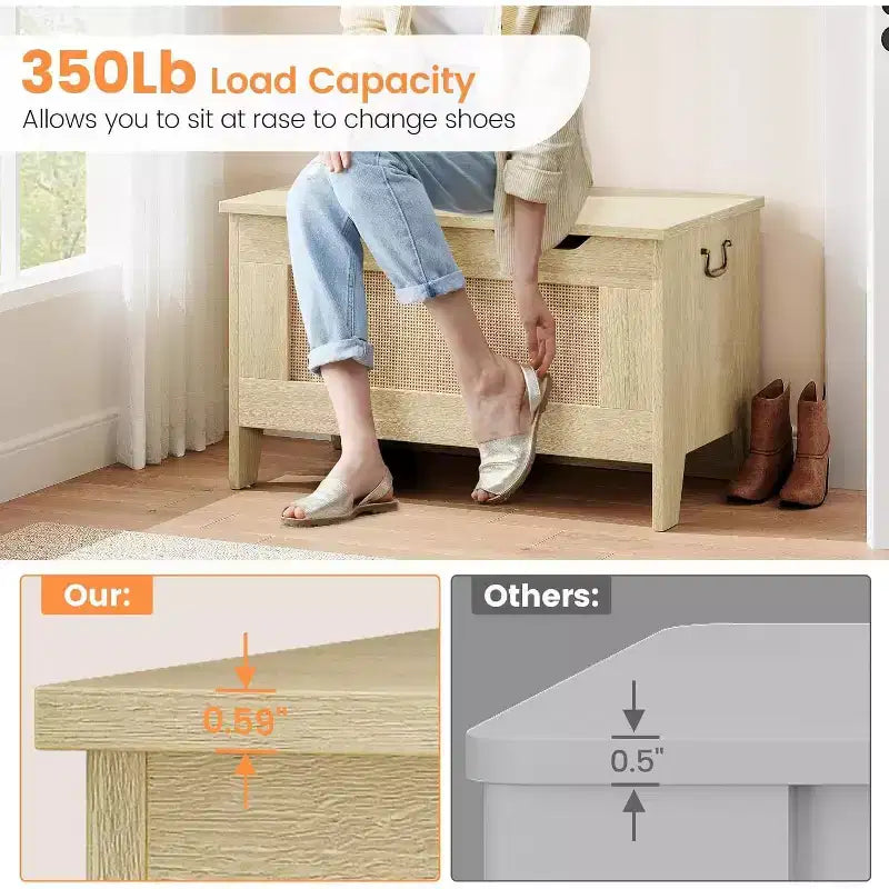 Banc de rangement décoratif Acekool, coffre d'entrée double usage avec charnière de sécurité