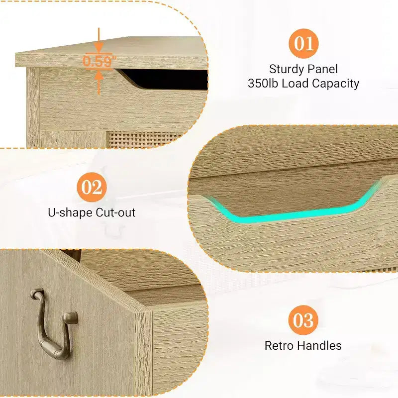 Banc de rangement décoratif Acekool, coffre d'entrée double usage avec charnière de sécurité