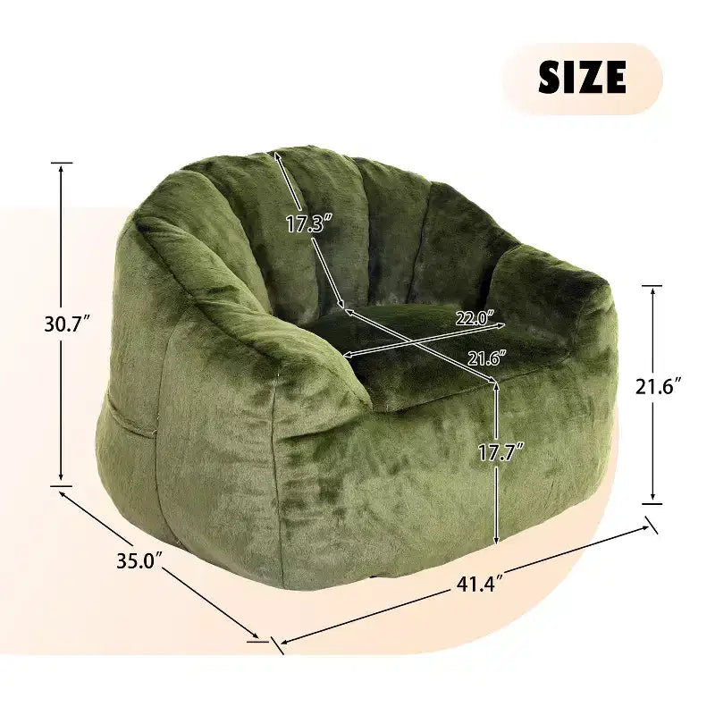 Fauteuil de sol moderne Okak en fausse fourrure moelleuse avec accoudoirs, canapé-lit en mousse haute densité pour salon, chambre à coucher