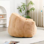 Fauteuil de sol moderne Okak en fausse fourrure moelleuse avec accoudoirs, canapé-lit en mousse haute densité pour salon, chambre à coucher