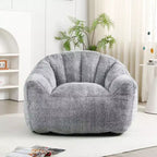 Fauteuil de sol moderne Okak en fausse fourrure moelleuse avec accoudoirs, canapé-lit en mousse haute densité pour salon, chambre à coucher
