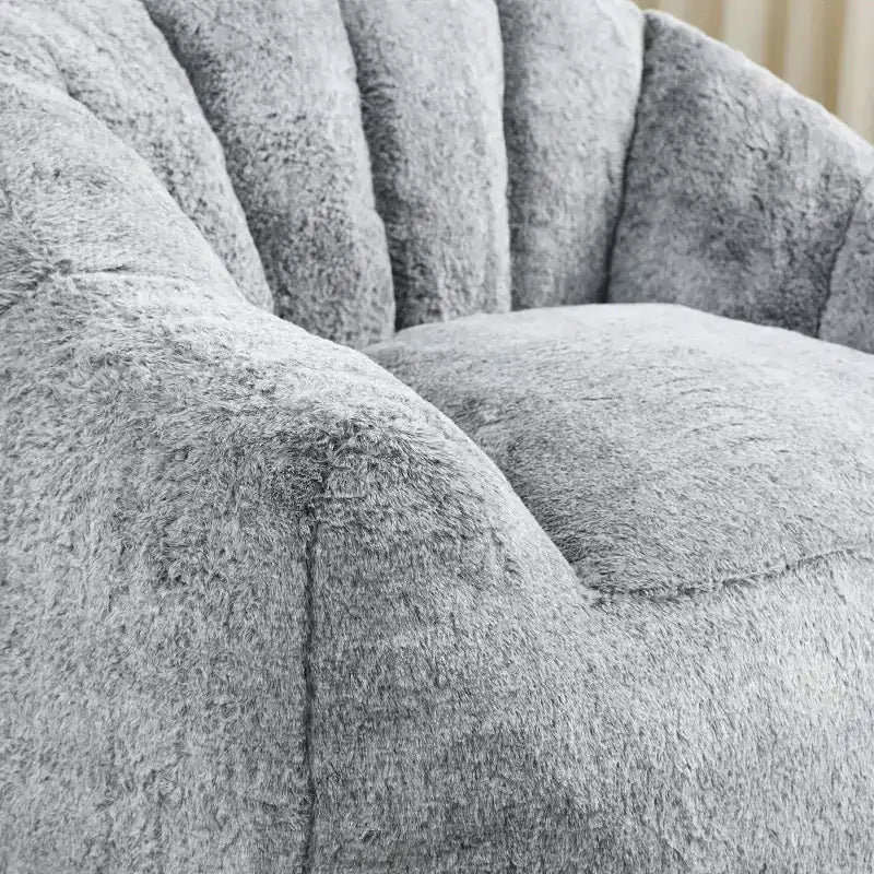 Fauteuil de sol moderne Okak en fausse fourrure moelleuse avec accoudoirs, canapé-lit en mousse haute densité pour salon, chambre à coucher