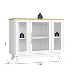 Coolmee Armoire de Rangement d'Appoint, Buffet 91 cm avec Porte en Verre Cannelé et Étagère Réglable, Meuble Bar à Café pour Cuisine, Salle à Manger