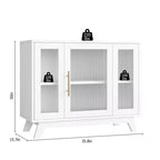 Coolmee Armoire de Rangement d'Appoint, Buffet 91 cm avec Porte en Verre Cannelé et Étagère Réglable, Meuble Bar à Café pour Cuisine, Salle à Manger
