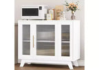 Coolmee Accent Storage Cabinet, 36'' Sideboard Buffet Cabinet with Fluted Glass Door and Adjustable Shelf, Coffee Bar Cabinet for Kitchen, Dining
