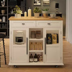 Îlot de cuisine roulant Coolmee avec abattant, desserte à roulettes avec rangement, chariot de micro-ondes sur roulettes, desserte de bar de table pour cuisine avec porte-serviettes