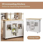 Îlot de cuisine roulant Coolmee avec abattant, desserte à roulettes avec rangement, chariot de micro-ondes sur roulettes, desserte de bar de table pour cuisine avec porte-serviettes