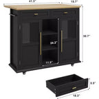 Îlot de cuisine roulant Coolmee avec abattant, desserte à roulettes avec rangement, chariot de micro-ondes sur roulettes, desserte de bar de table pour cuisine avec porte-serviettes