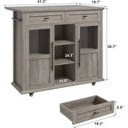 Îlot de cuisine roulant Coolmee avec abattant, desserte à roulettes avec rangement, chariot de micro-ondes sur roulettes, desserte de bar de table pour cuisine avec porte-serviettes
