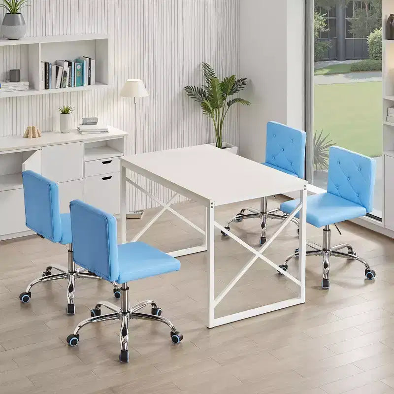 Chaise de bureau sans accoudoirs VECELO en cuir PU, réglable en hauteur et pivotante à 360° pour la maison ou le bureau