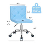 Chaise de bureau sans accoudoirs VECELO en cuir PU, réglable en hauteur et pivotante à 360° pour la maison ou le bureau