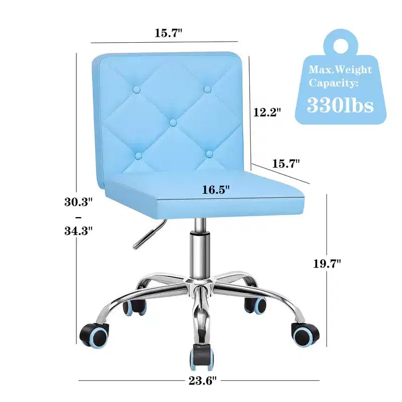 Chaise de bureau sans accoudoirs VECELO en cuir PU, réglable en hauteur et pivotante à 360° pour la maison ou le bureau
