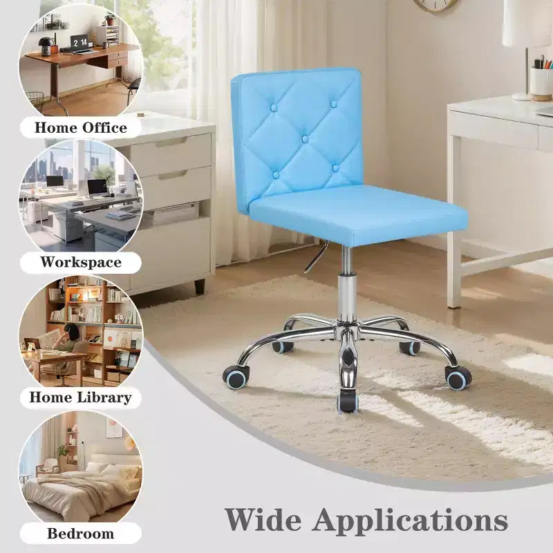 Chaise de bureau sans accoudoirs VECELO en cuir PU, réglable en hauteur et pivotante à 360° pour la maison ou le bureau