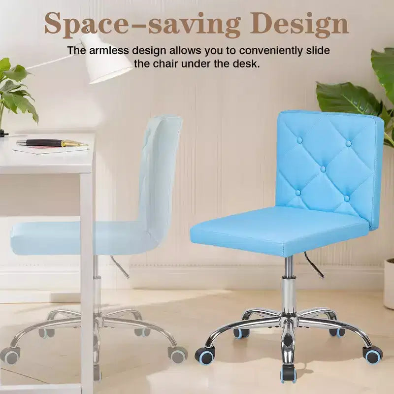 Chaise de bureau sans accoudoirs VECELO en cuir PU, réglable en hauteur et pivotante à 360° pour la maison ou le bureau