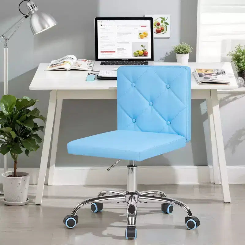 Chaise de bureau sans accoudoirs VECELO en cuir PU, réglable en hauteur et pivotante à 360° pour la maison ou le bureau