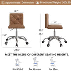Chaise de bureau sans accoudoirs VECELO en cuir PU, réglable en hauteur et pivotante à 360° pour la maison ou le bureau