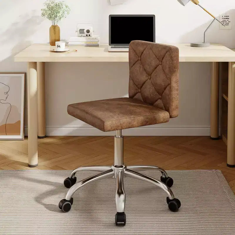 Chaise de bureau sans accoudoirs VECELO en cuir PU, réglable en hauteur et pivotante à 360° pour la maison ou le bureau