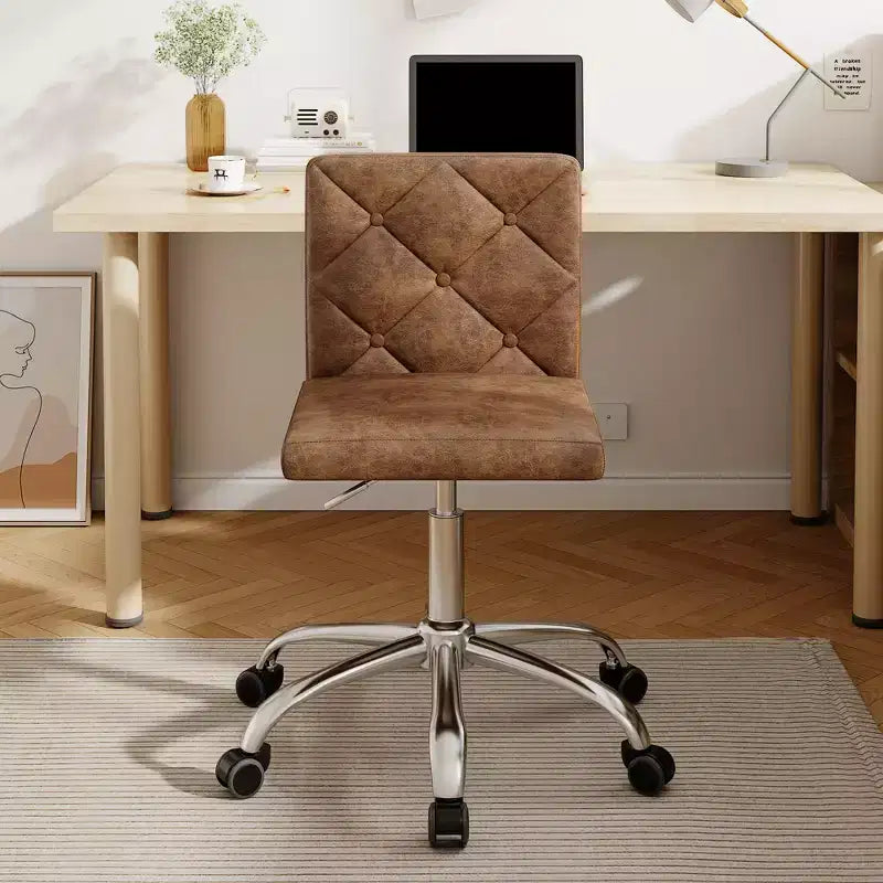 Chaise de bureau sans accoudoirs VECELO en cuir PU, réglable en hauteur et pivotante à 360° pour la maison ou le bureau