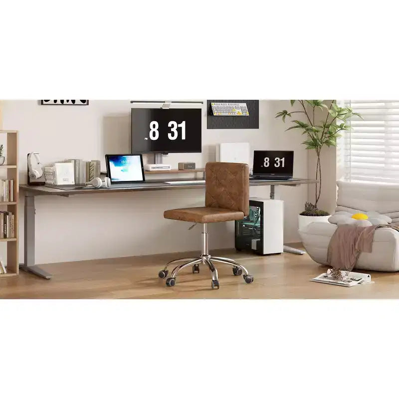 Chaise de bureau sans accoudoirs VECELO en cuir PU, réglable en hauteur et pivotante à 360° pour la maison ou le bureau