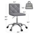 Chaise de bureau sans accoudoirs VECELO en cuir PU, réglable en hauteur et pivotante à 360° pour la maison ou le bureau