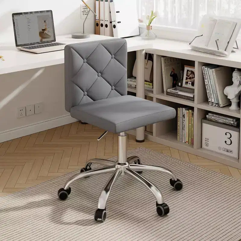 Chaise de bureau sans accoudoirs VECELO en cuir PU, réglable en hauteur et pivotante à 360° pour la maison ou le bureau