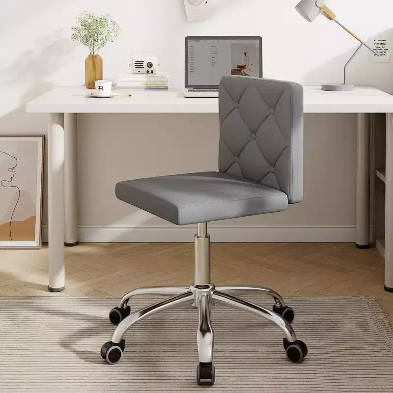 Chaise de bureau sans accoudoirs VECELO en cuir PU, réglable en hauteur et pivotante à 360° pour la maison ou le bureau