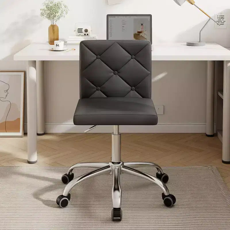 Chaise de bureau sans accoudoirs VECELO en cuir PU, réglable en hauteur et pivotante à 360° pour la maison ou le bureau
