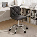 VECELO PU Leather Armless Office Chair, Adjustable Height & 360 Rolling Swivel for Home or Office