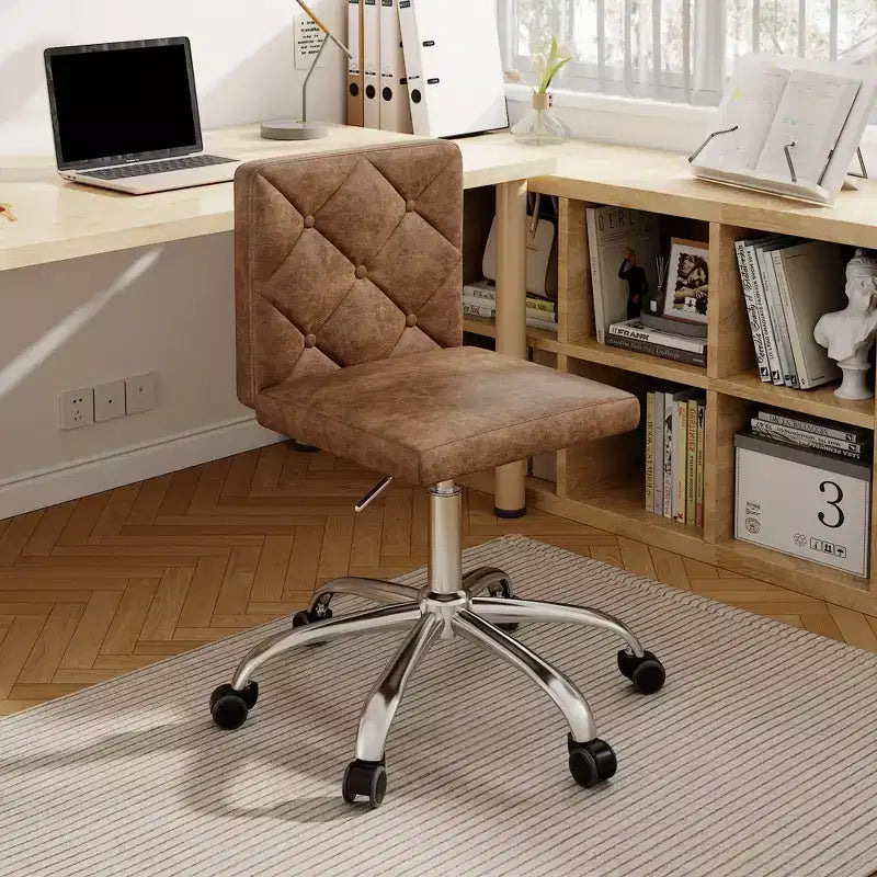 Chaise de bureau sans accoudoirs VECELO en cuir PU, réglable en hauteur et pivotante à 360° pour la maison ou le bureau
