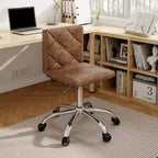 Chaise de bureau sans accoudoirs VECELO en cuir PU, réglable en hauteur et pivotante à 360° pour la maison ou le bureau
