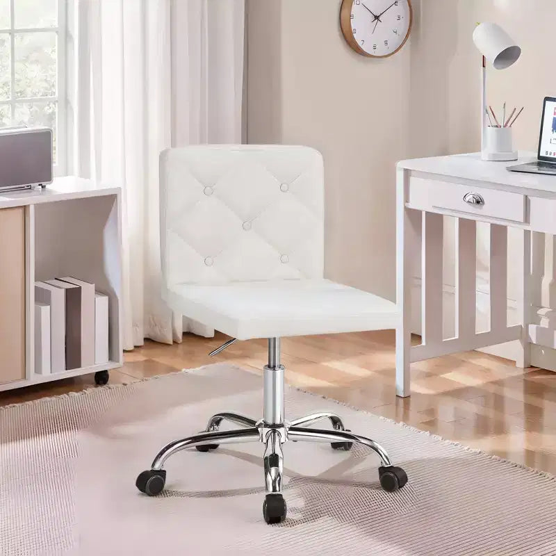 Chaise de bureau sans accoudoirs VECELO en cuir PU, réglable en hauteur et pivotante à 360° pour la maison ou le bureau