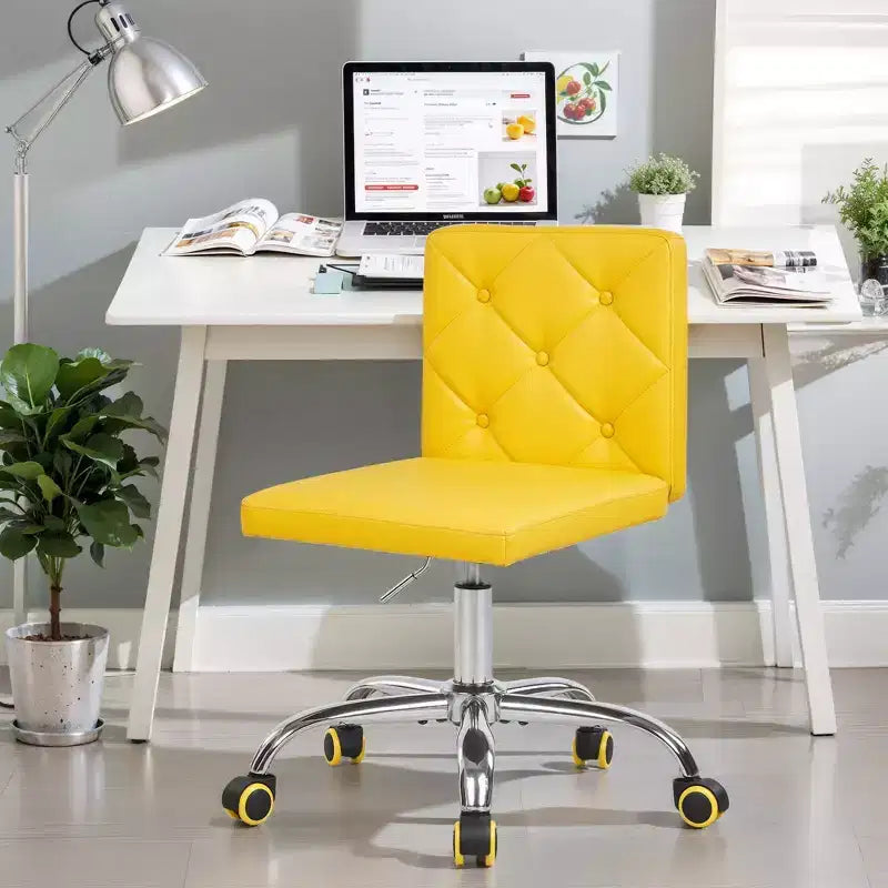 Chaise de bureau sans accoudoirs VECELO en cuir PU, réglable en hauteur et pivotante à 360° pour la maison ou le bureau