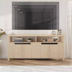 Meuble TV de ferme pour téléviseurs jusqu'à 70 pouces, meuble TV de 160 cm de long avec 4 portes et étagère ouverte, consoles multimédia rustiques