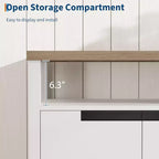 Meuble TV de ferme pour téléviseurs jusqu'à 70 pouces, meuble TV de 160 cm de long avec 4 portes et étagère ouverte, consoles multimédia rustiques