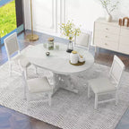 Ensemble de salle à manger rétro 5 pièces avec table extensible et 4 chaises rembourrées, rallonge de 40 cm, idéal pour la cuisine et la salle à manger