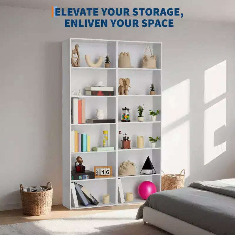 Étagère à livres en forme de H à 6 niveaux de 181 cm, organisateur de rangement ouvert robuste pour bureau à domicile, salon, chambre à coucher