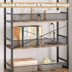 70.87 Bibliothèque industrielle avec portes, étagère de rangement ouverte rustique à 4 niveaux, étagère de présentation de style ferme pour chambre, salon, bureau à domicile, marron