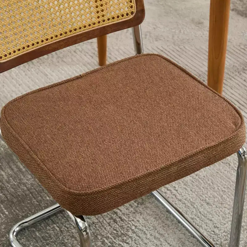Lot de 2 chaises de salle à manger modernes du milieu du siècle, vert olive, chaises d'appoint en velours avec dossier en rotin naturel et piètement en chrome inoxydable
