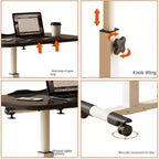 Table avec roulettes - Bureau d'ordinateur portable roulant à hauteur réglable, table d'appoint pour bureau à domicile