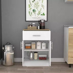 Meuble de rangement Okak Pantry, Meuble de rangement avec un tiroir, Deux étagères intérieures, Meuble pour entrée, salon, blanc