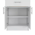 Meuble de rangement Okak Pantry, Meuble de rangement avec un tiroir, Deux étagères intérieures, Meuble pour entrée, salon, blanc
