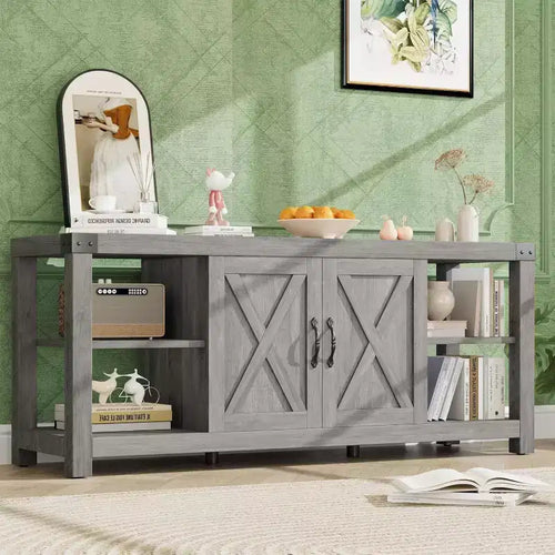 65 TV Stand Entertainment Center - Storage Shelves Media Console for Living Room