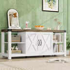 Meuble TV banc de divertissement 65" - Console média avec étagères de rangement pour salon
