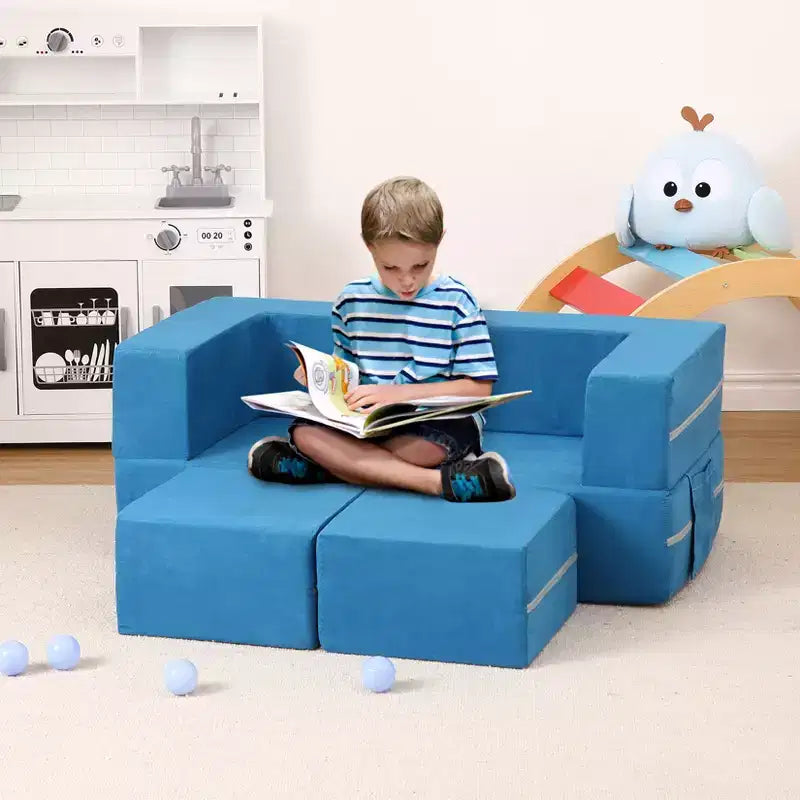Canapé convertible pour enfant, 3 pièces, lit canapé en mousse, canapé modulaire pour chambre d'enfant ou salle de jeux