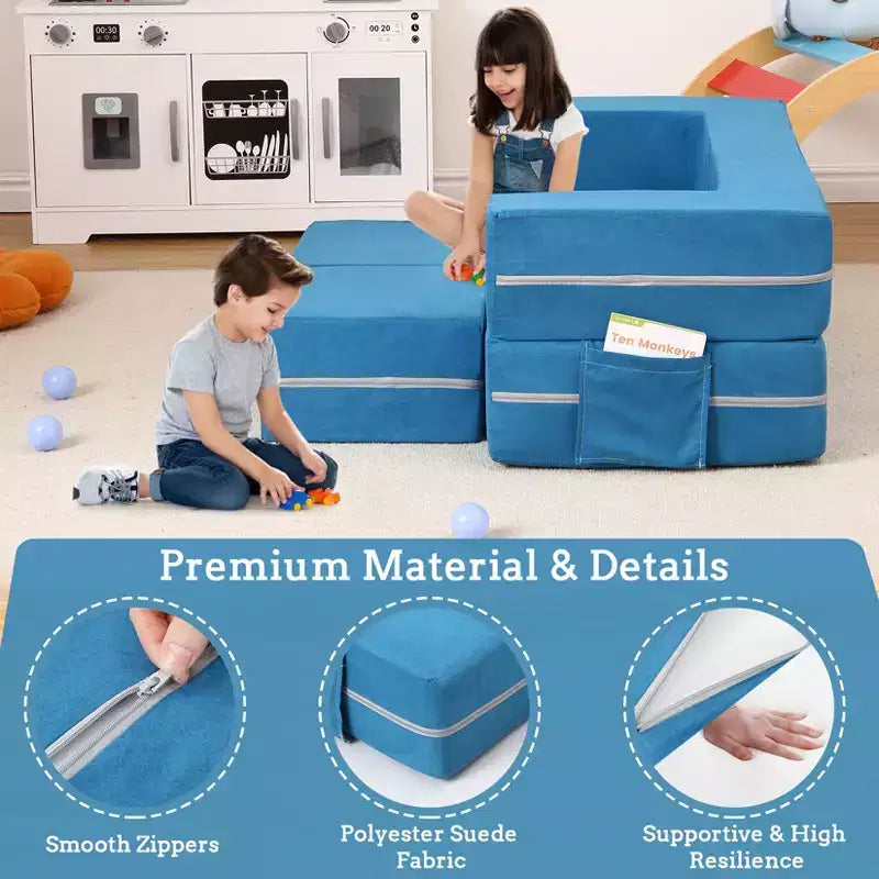 Canapé convertible pour enfant, 3 pièces, lit canapé en mousse, canapé modulaire pour chambre d'enfant ou salle de jeux