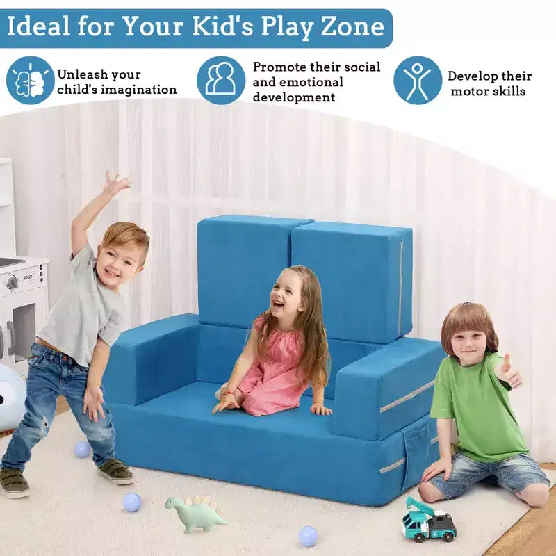 Canapé convertible pour enfant, 3 pièces, lit canapé en mousse, canapé modulaire pour chambre d'enfant ou salle de jeux