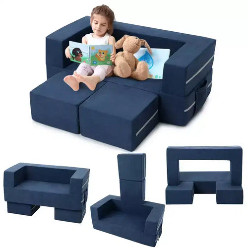 3PCs Toddler Convertible Sofa, Foam Couch Bed for Children, Modular Kids Sofa for Nursery Playroom