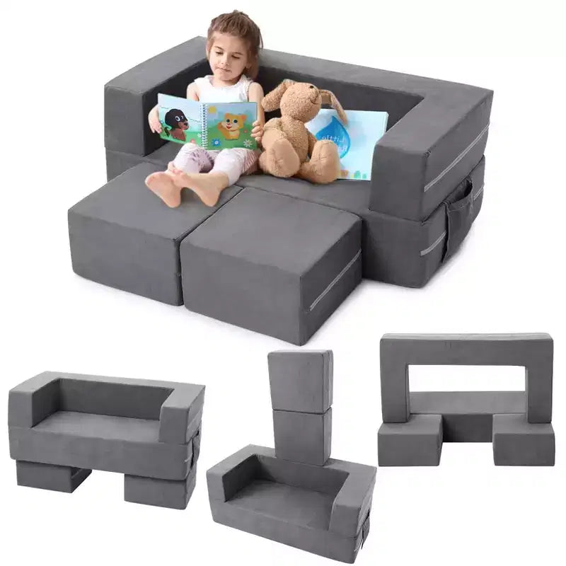 Canapé convertible pour enfant, 3 pièces, lit canapé en mousse, canapé modulaire pour chambre d'enfant ou salle de jeux